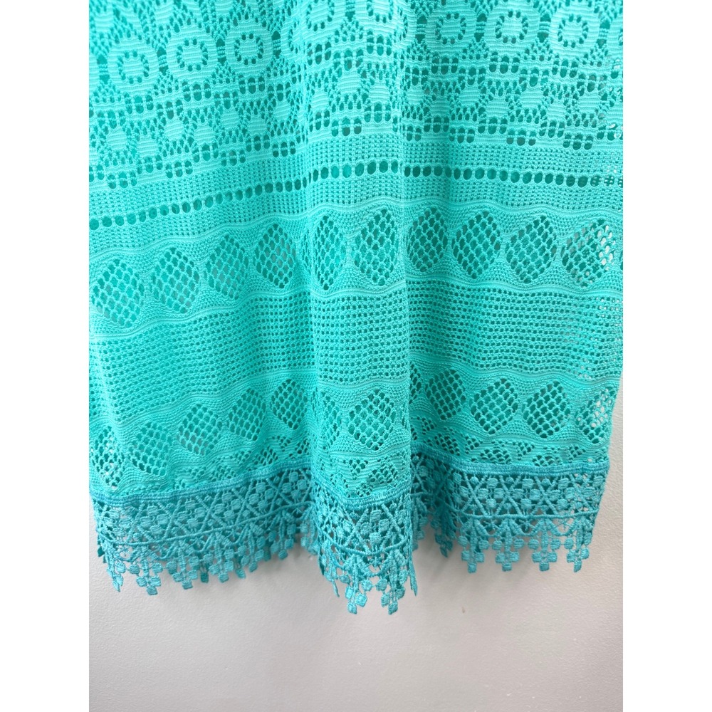 OP Women's Aqua Crochet Boho Beachy Swim Cover Up Dress Sz S Festival Coastal - Picture 6 of 8